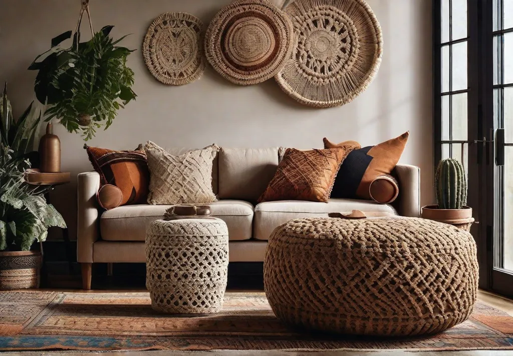 A bohemian inspired living room setting