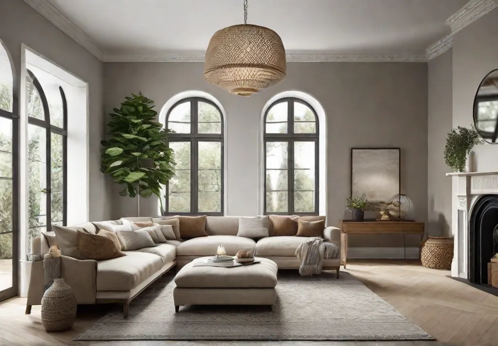 A cozy and inviting small living room with a compact sofa in a neutral color