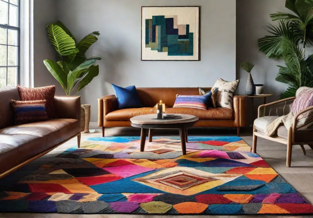 A cozy living room with a colorful