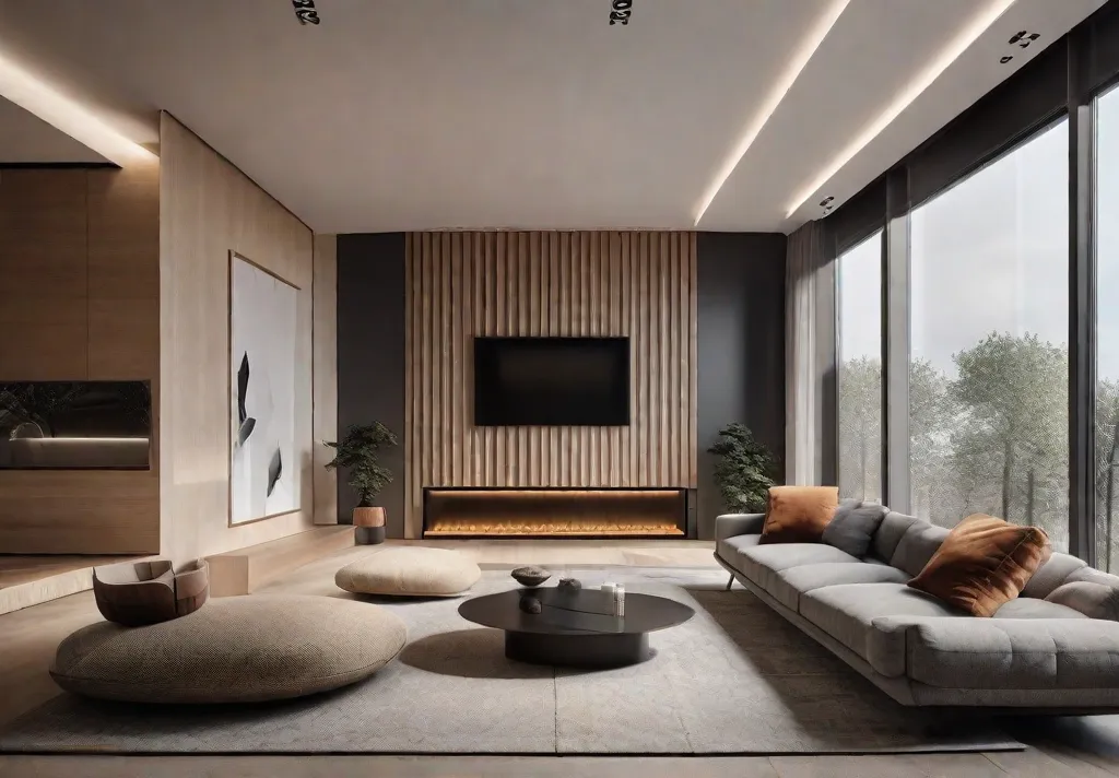 A cozy living room with a minimalist design