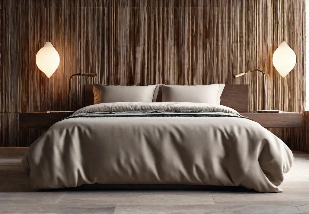 A detailed view of natural elements in a minimalist bedroom such as