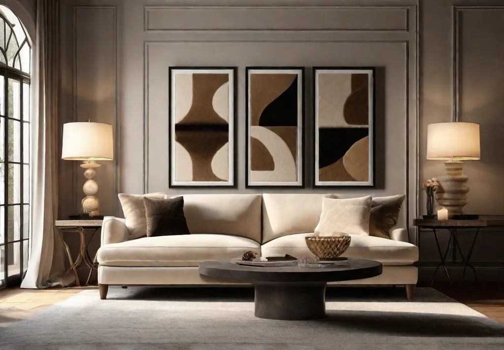 A living room adorned with plush velvet sofas and soft
