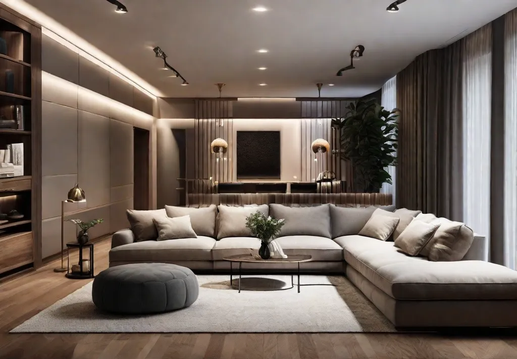 A living room with a sophisticated mix of soft