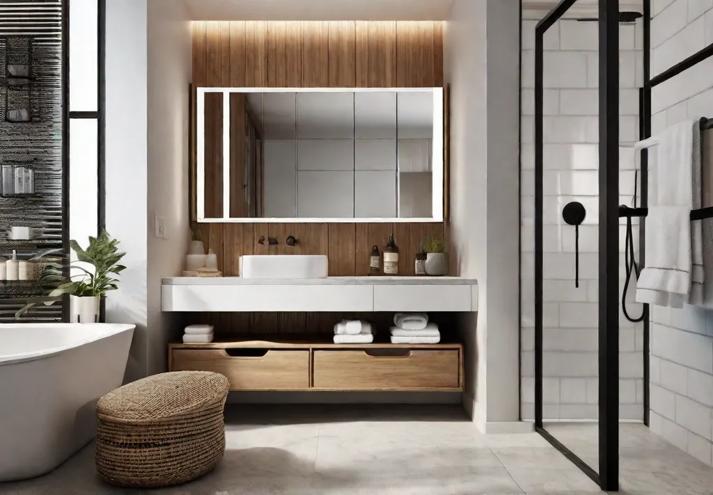 A small bathroom with clever storage solutions
