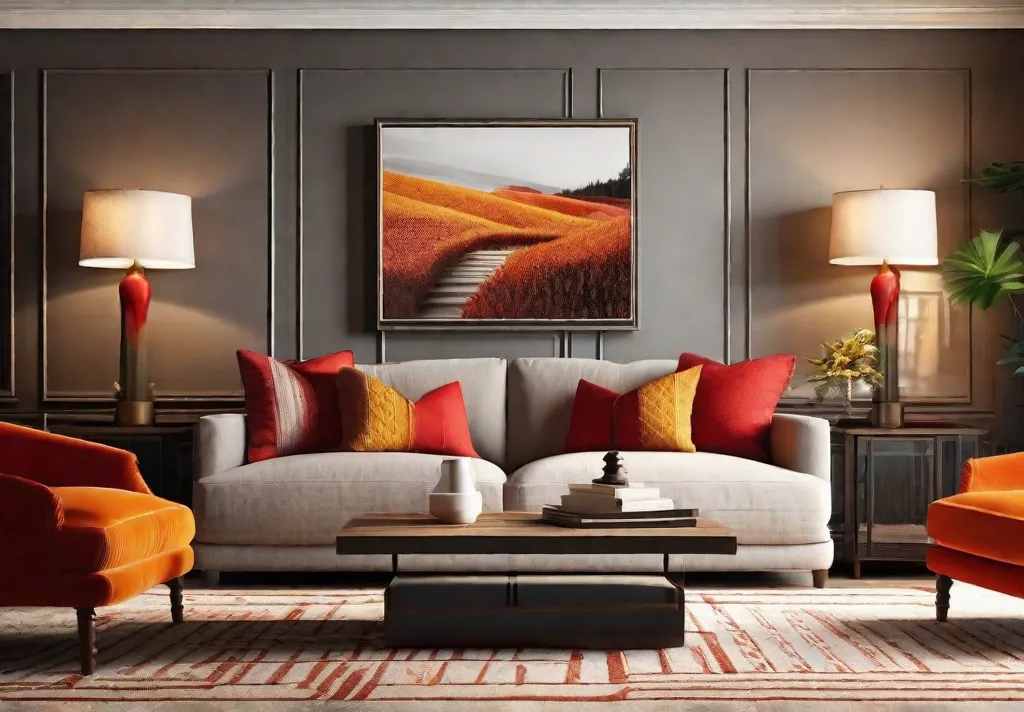 A stylish living room with a fresh coat of paint in a warm and inviting color