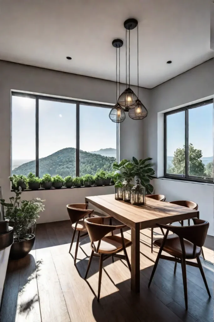 A kitchen with abundant natural lighting from expansive windows resulting in a