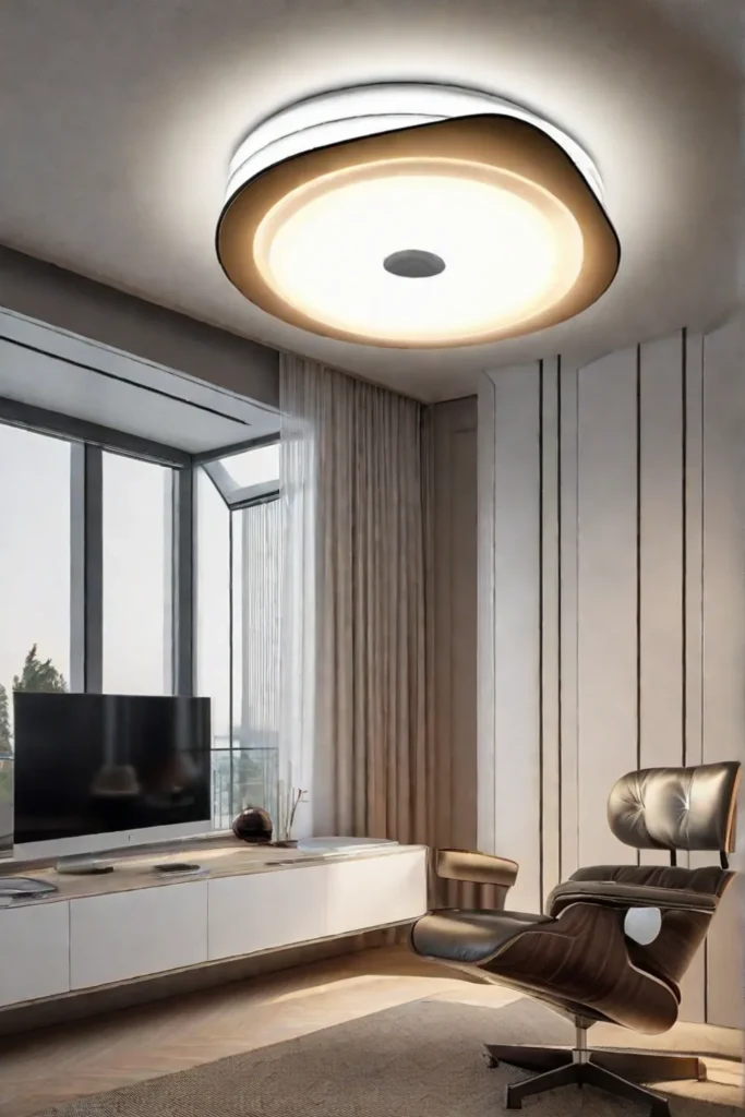 An ingenious retractable ceiling light that descends for reading or work and