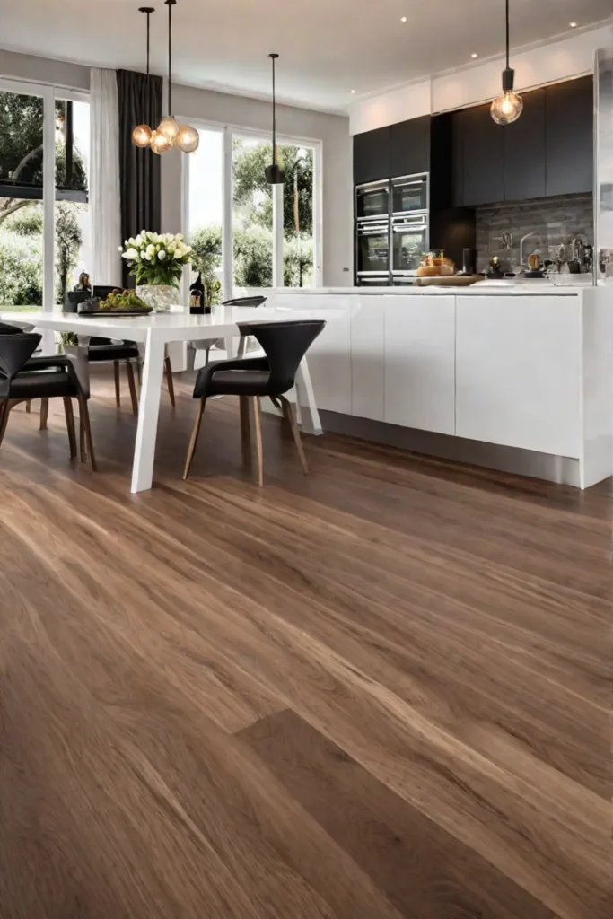 Attractive highquality hardwood flooring in a kitchen