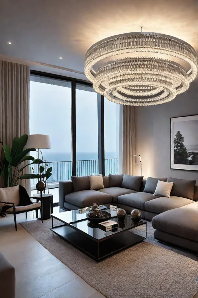 Dynamic lighting fixture in living room