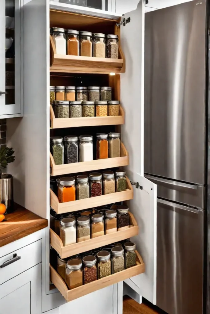 Innovative kitchen storage with hidden compartments and racks