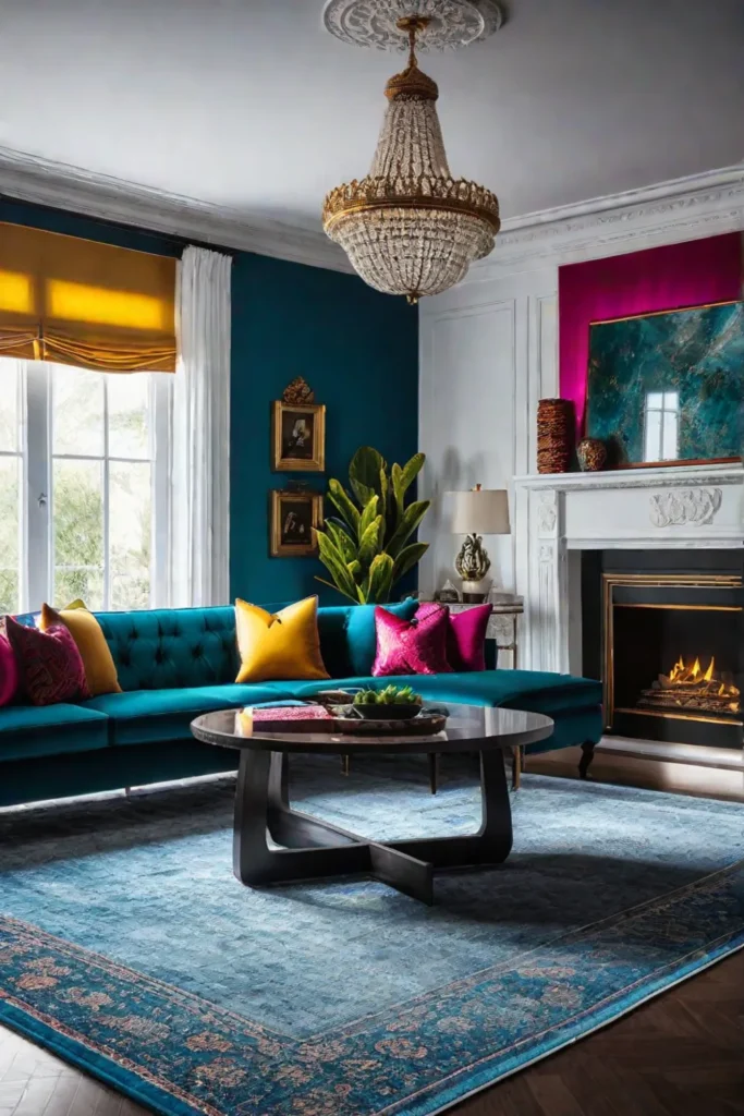 Living room with invigorating color palette