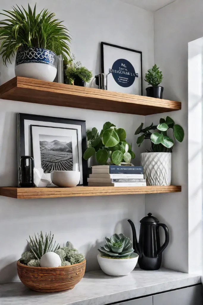 Open shelving with decor