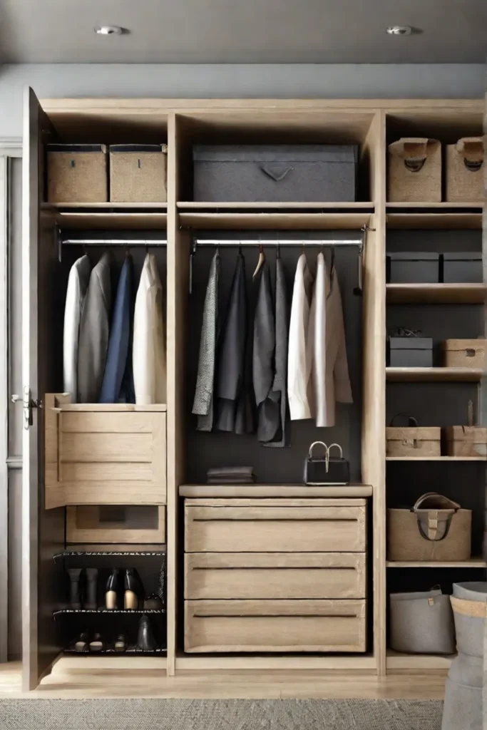Organizational accessories on display such as overthedoor storage units and creatively used