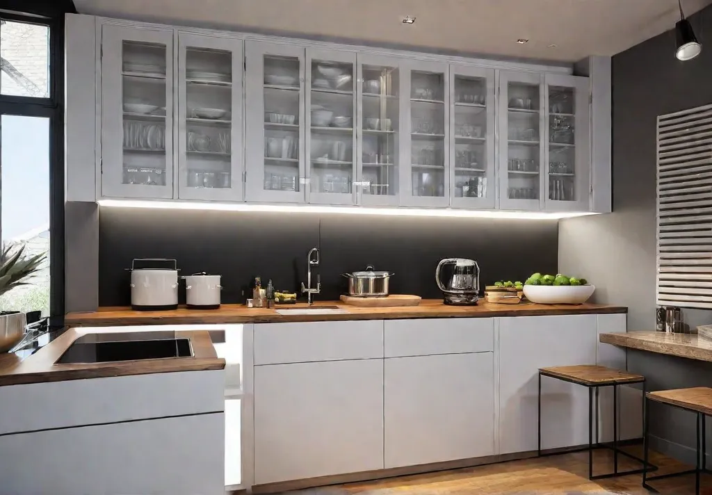 Sleek kitchen cabinets with ample storage space organized and accessiblefeat