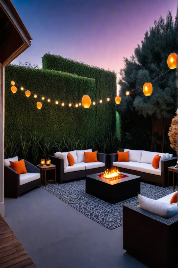 A cozy and inviting patio setup perfect for relaxation and entertaining