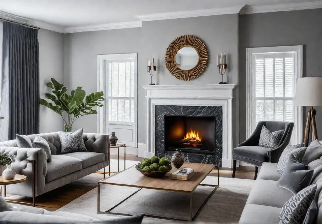 A cozy living room with a crackling fireplace as the focal pointfeat
