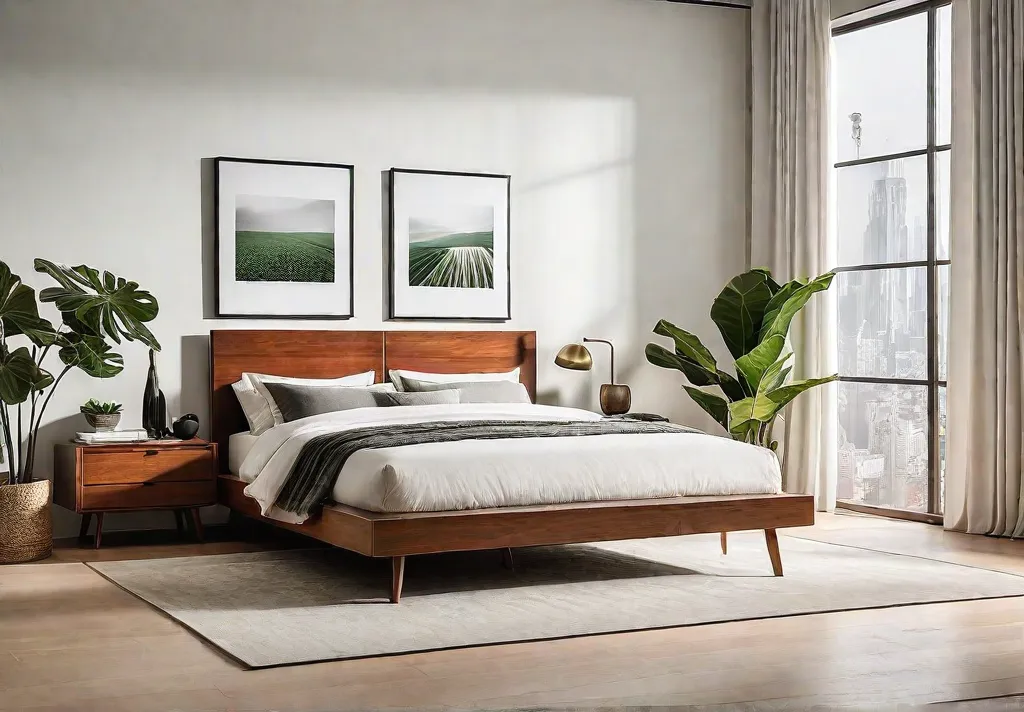 A minimalist bedroom with a platform bed lowprofile dresser and minimal nightstandsfeat
