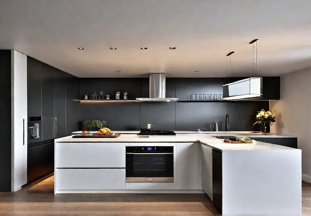 A modern kitchen with sleek cabinetry integrated appliances and a minimalist aestheticfeat