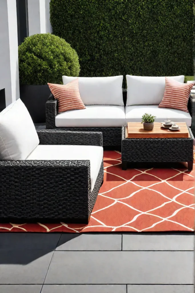 A personalized patio space with customizable patio furniture pieces that reflect the