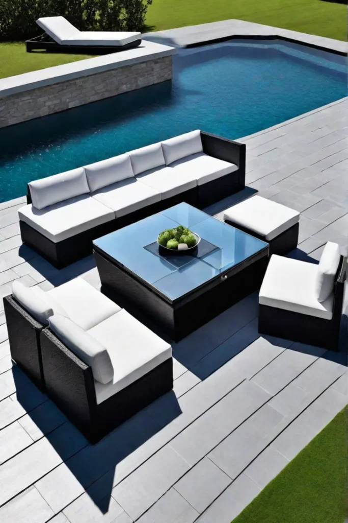 A versatile patio setup that can be easily reconfigured to suit different