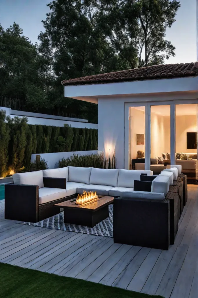 A versatile patio space with a modular outdoor sectional that can be