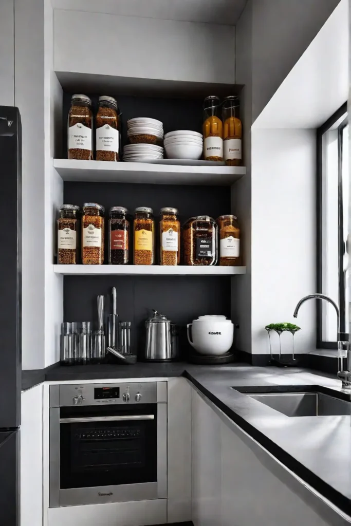 Adjustable shelving for flexible storage in small kitchens