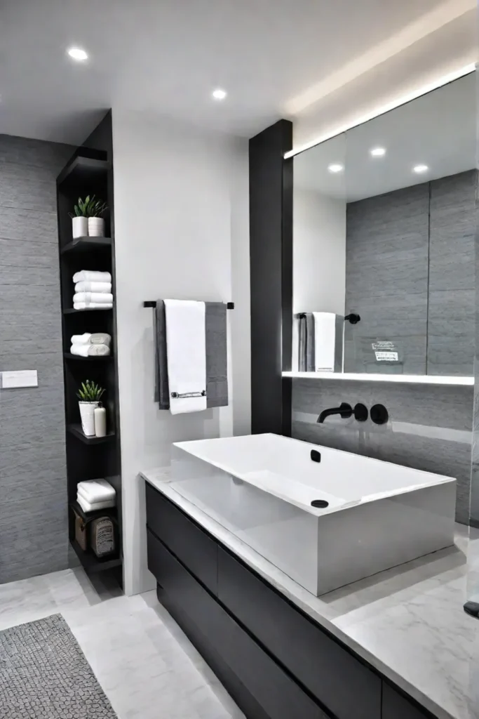 Bathroom vanity with hidden storage compartments