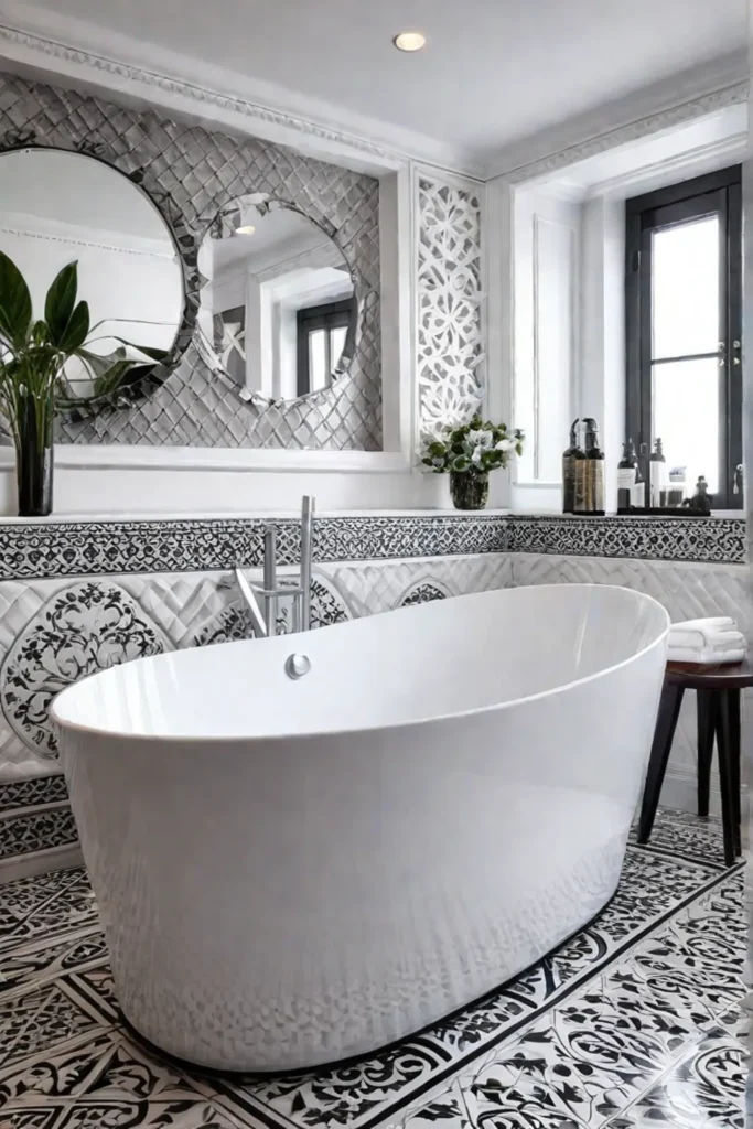 Bathroom with decorative tile pattern