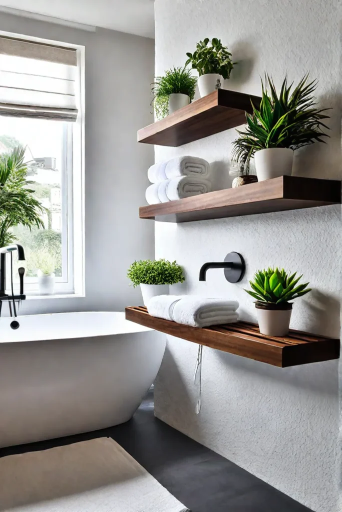 Bathroom with floating shelves