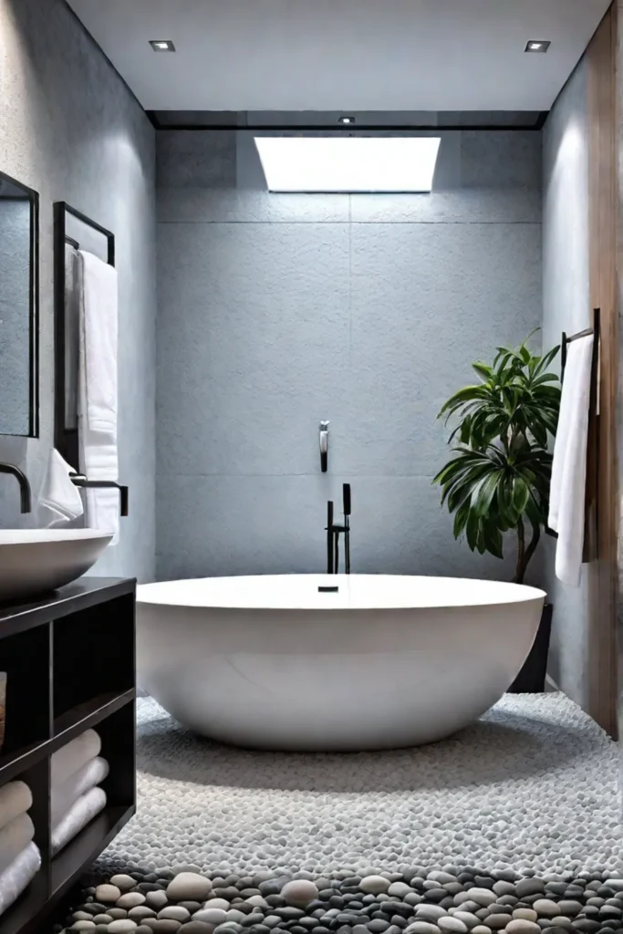 Bathroom with focus on tactile experiences and natural textures