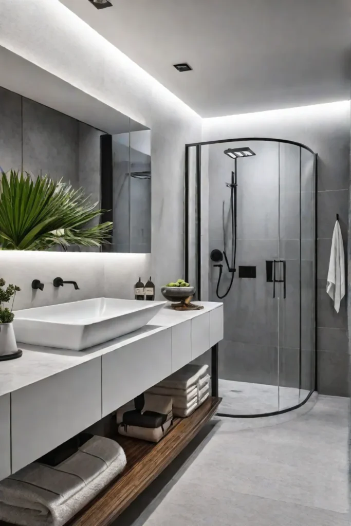 Bathroom with minimalist storage