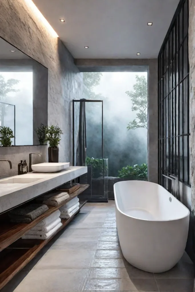 Bathroom with mixed textures