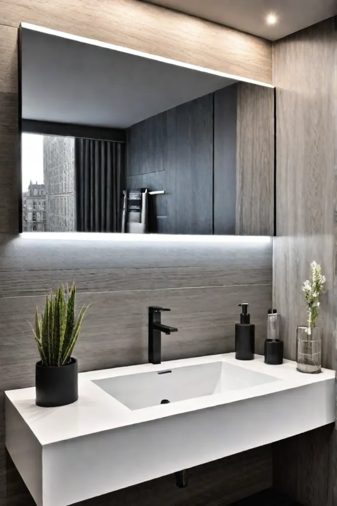 Bathroom with multifunctional and spacesaving solutions