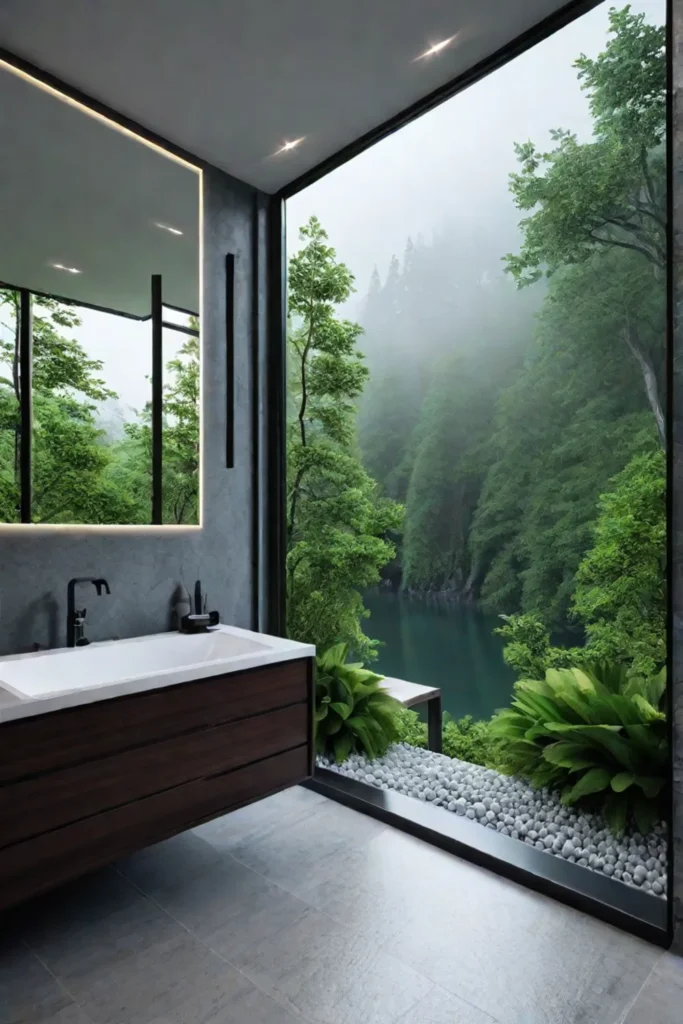 Bathroom with nature connection and living wall