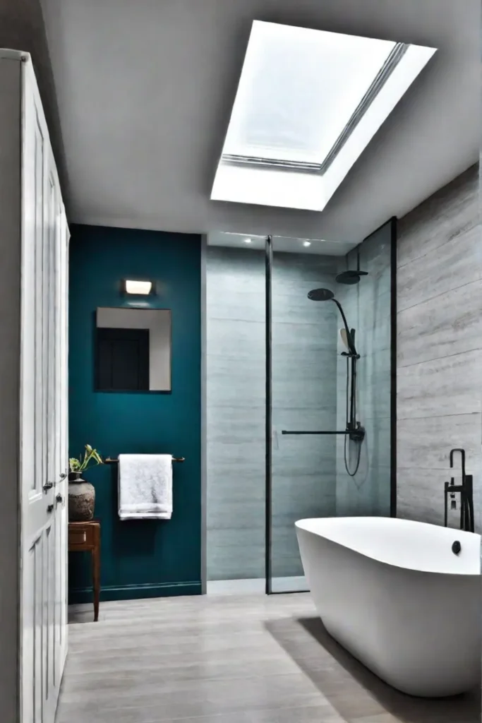 Bathroom with skylight for natural illumination