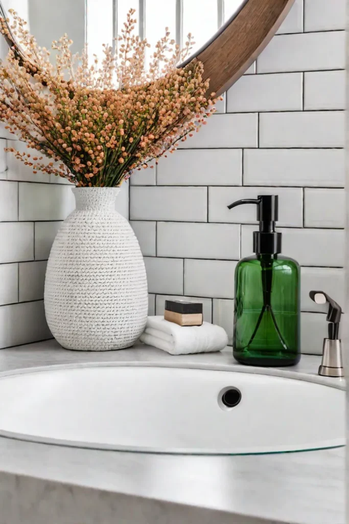 Clutterfree bathroom countertop with minimalist accessories