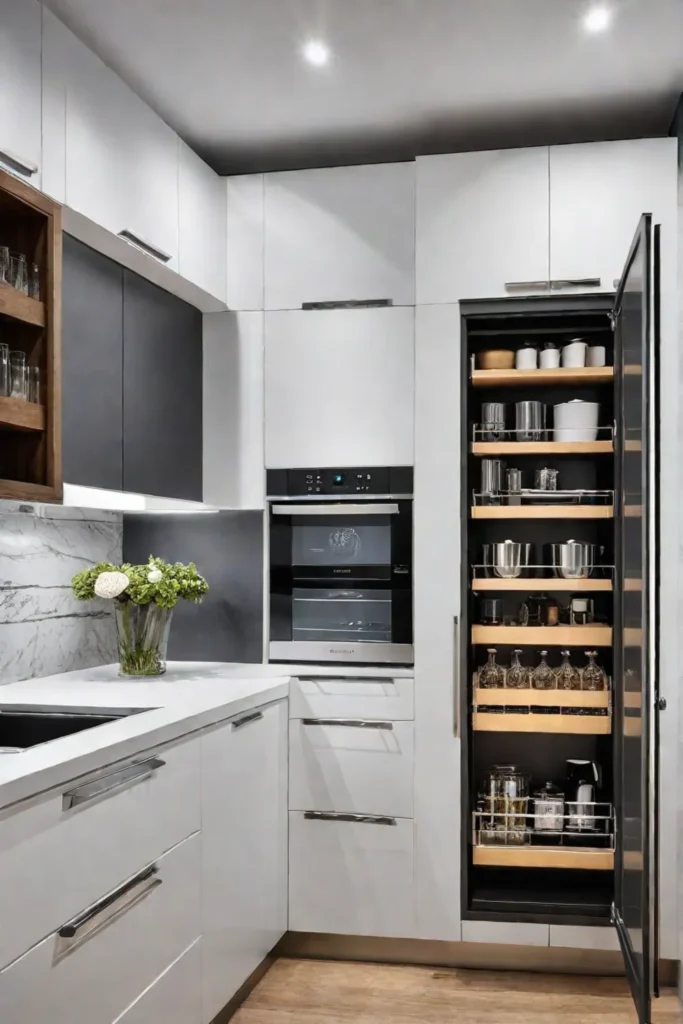 Compact kitchen with ingenious storage solutions