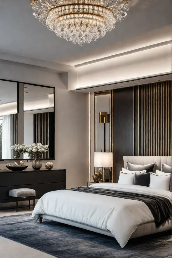 Contemporary apartment bedroom with luxury decor