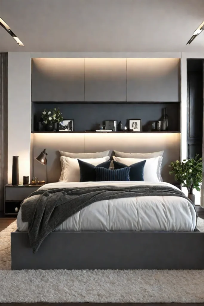 Cozy bedroom with platform bed