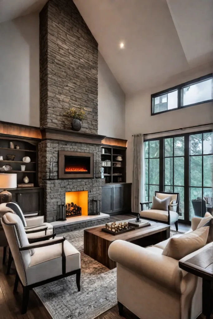 Cozy living room with fireplace as the heart of the home with