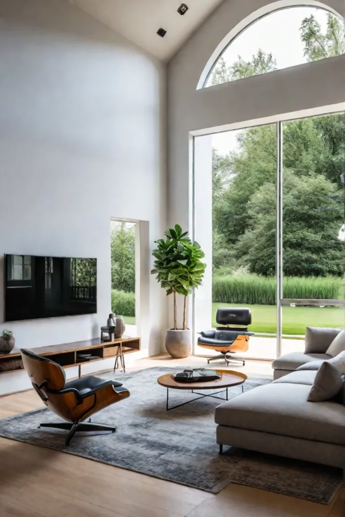 Familyfriendly living room with durable materials and large windows