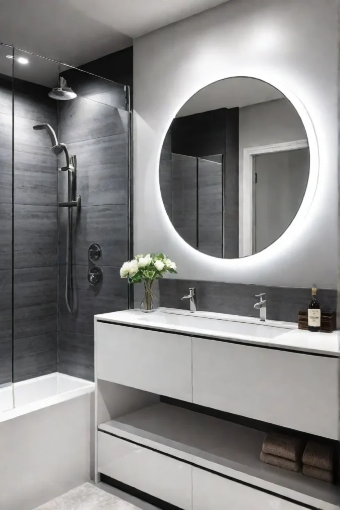 Familyfriendly minimalist bathroom with durable materials