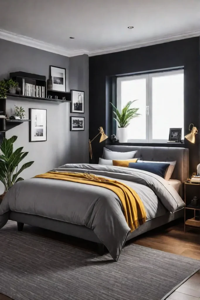 Functional apartment bedroom with smart storage