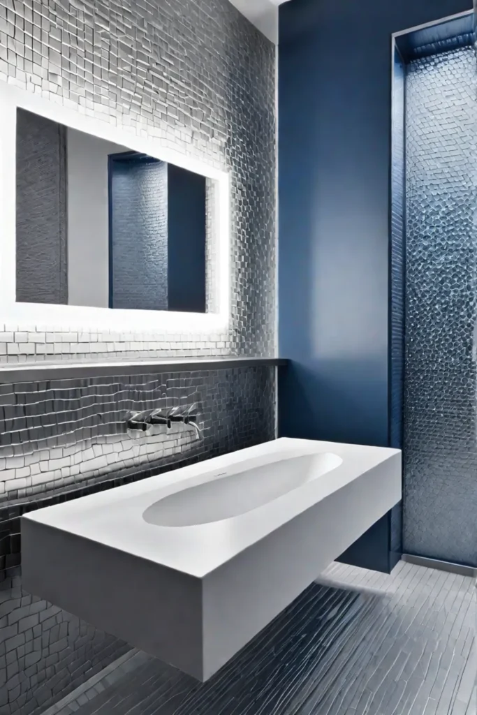 Futuristic minimalist bathroom with 3Dprinted elements