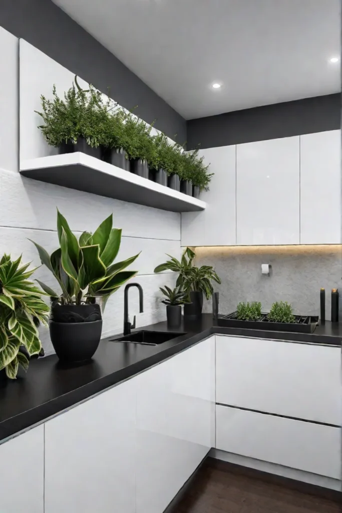 Kitchen corner meditation space with a cushion and shelf