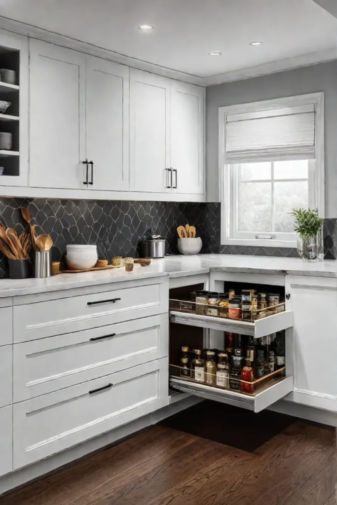 Kitchen with builtin spice rack