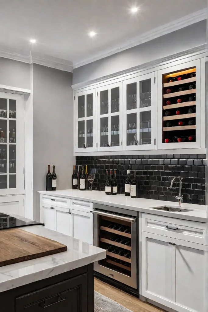 Kitchen with builtin wine rack