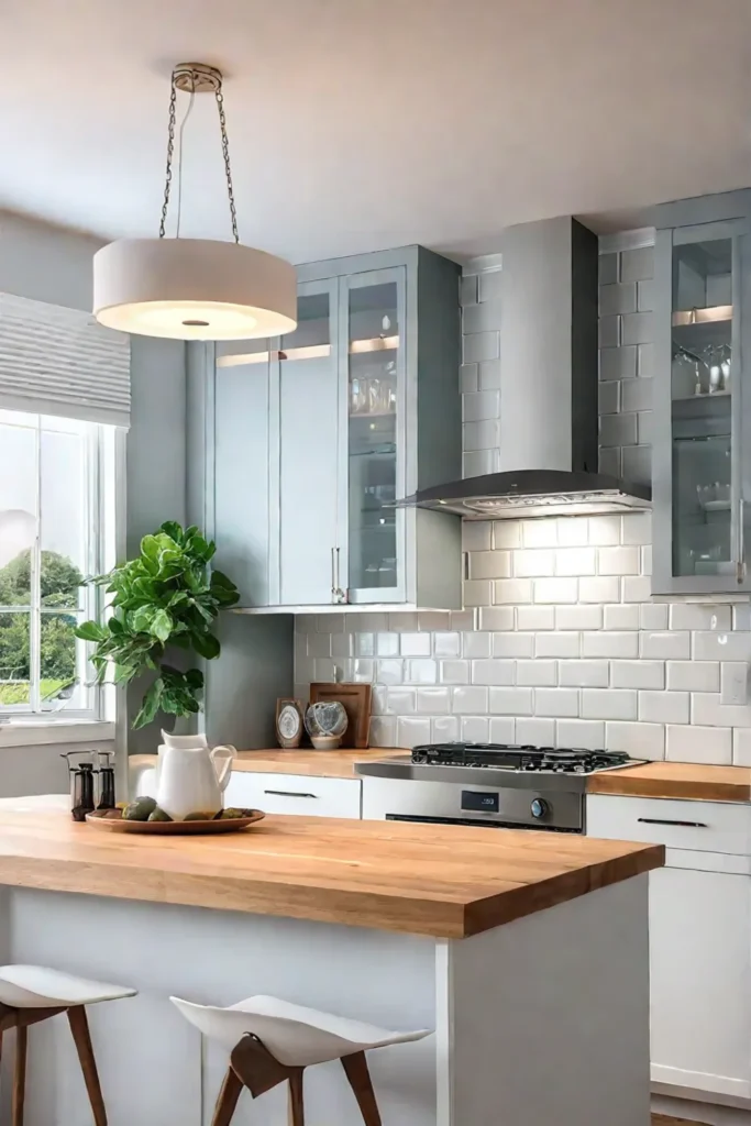 Kitchen with natural light and subway tile backsplash