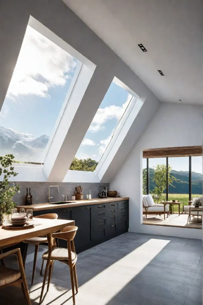 Kitchen with skylight for natural lighting
