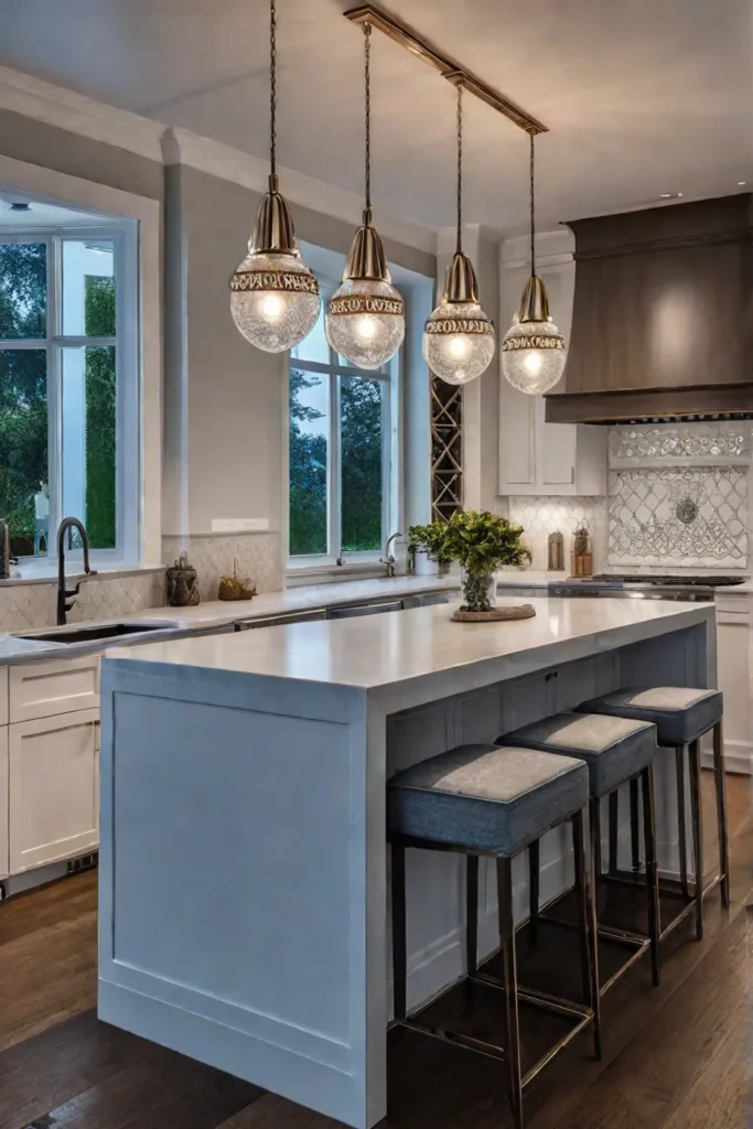 Layered lighting creates depth and functionality in a kitchen